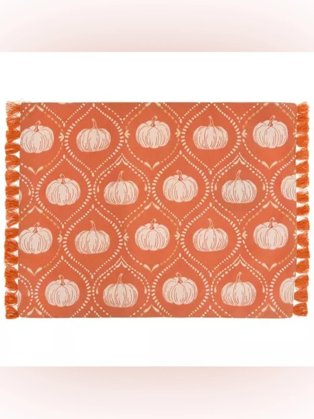 (2) Orange Pumpkins Fringe Placemat